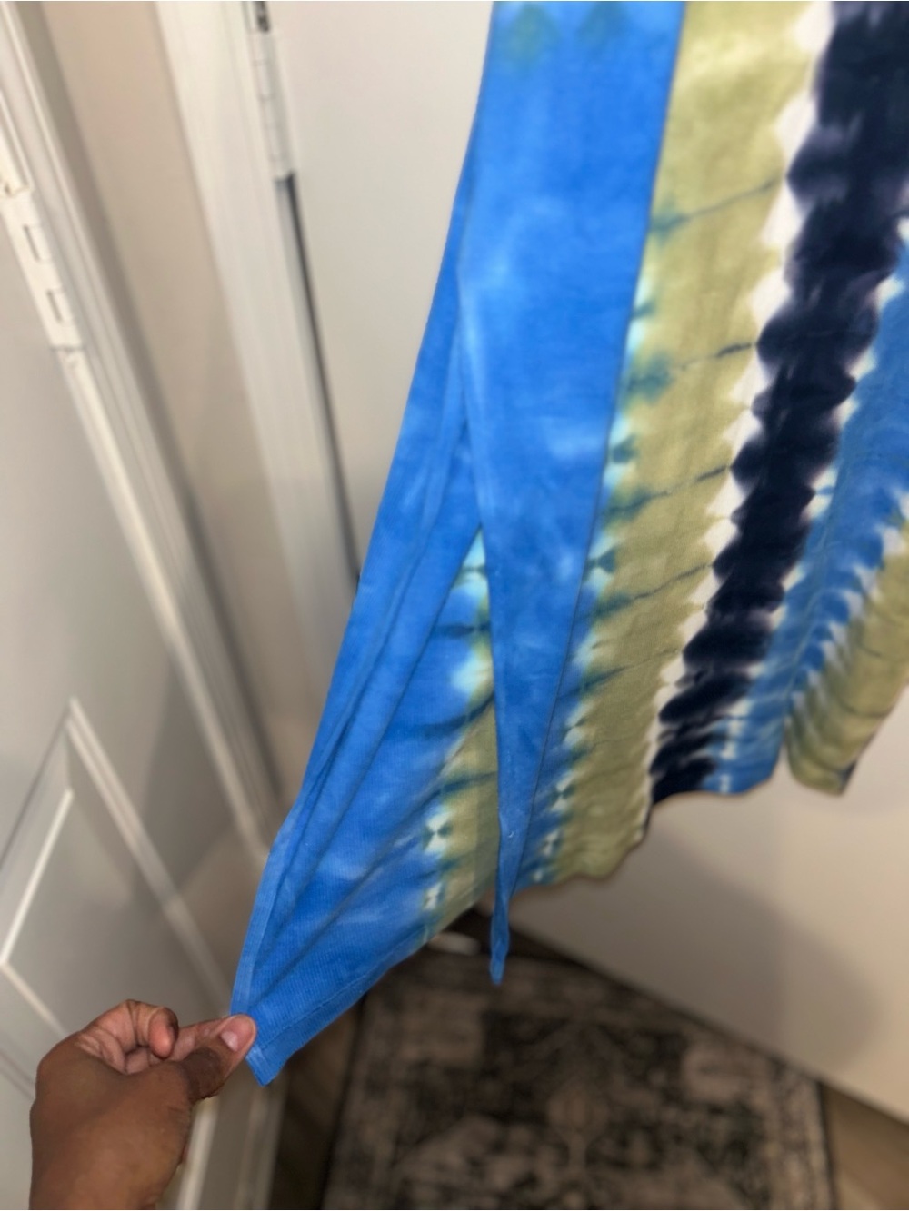 Young Fabulous & Broke Blue and Olive Tie-Dye Tank Top Dress. - Picture 2 of 4